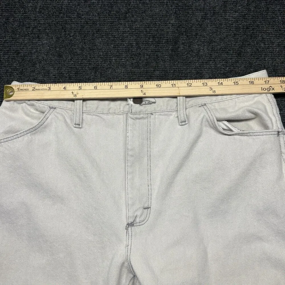 Vintage Rustler Jeans Mens 38x30 White Gray 87621 Straight Leg Denim Made In USA